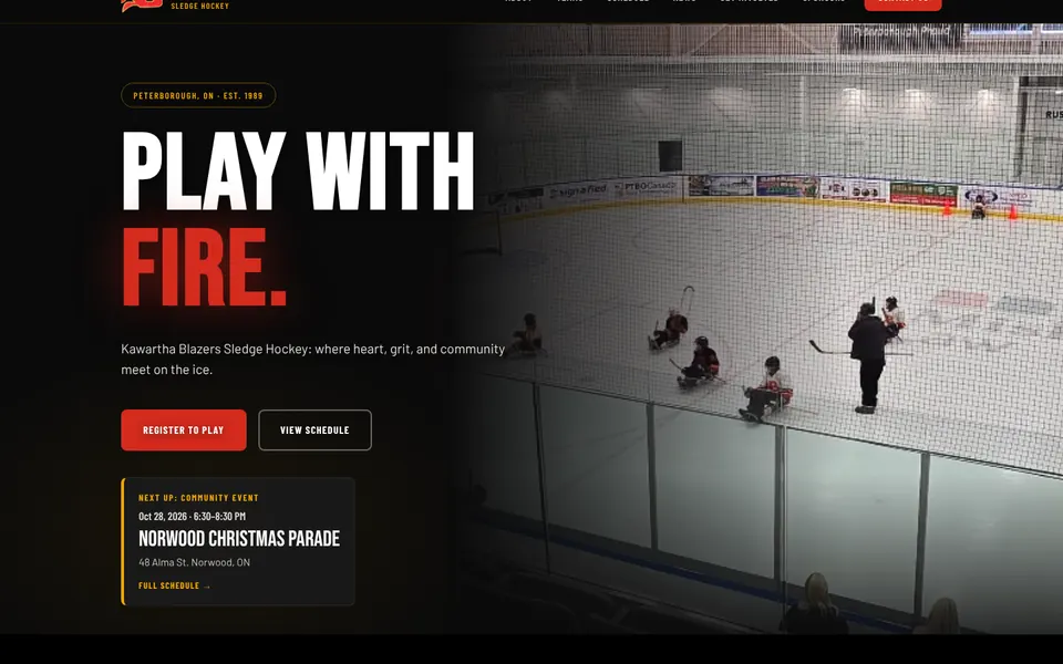 The Kawartha Blazers website homepage