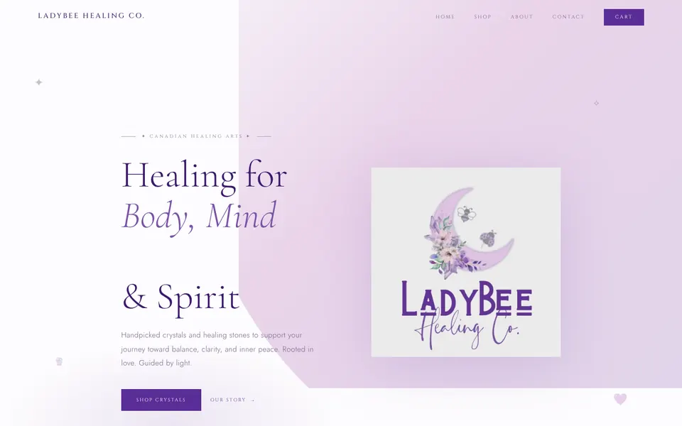 The LadyBee Healing Co. website homepage